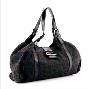 Fendi Belted Zucchini Canvas Signature Bag